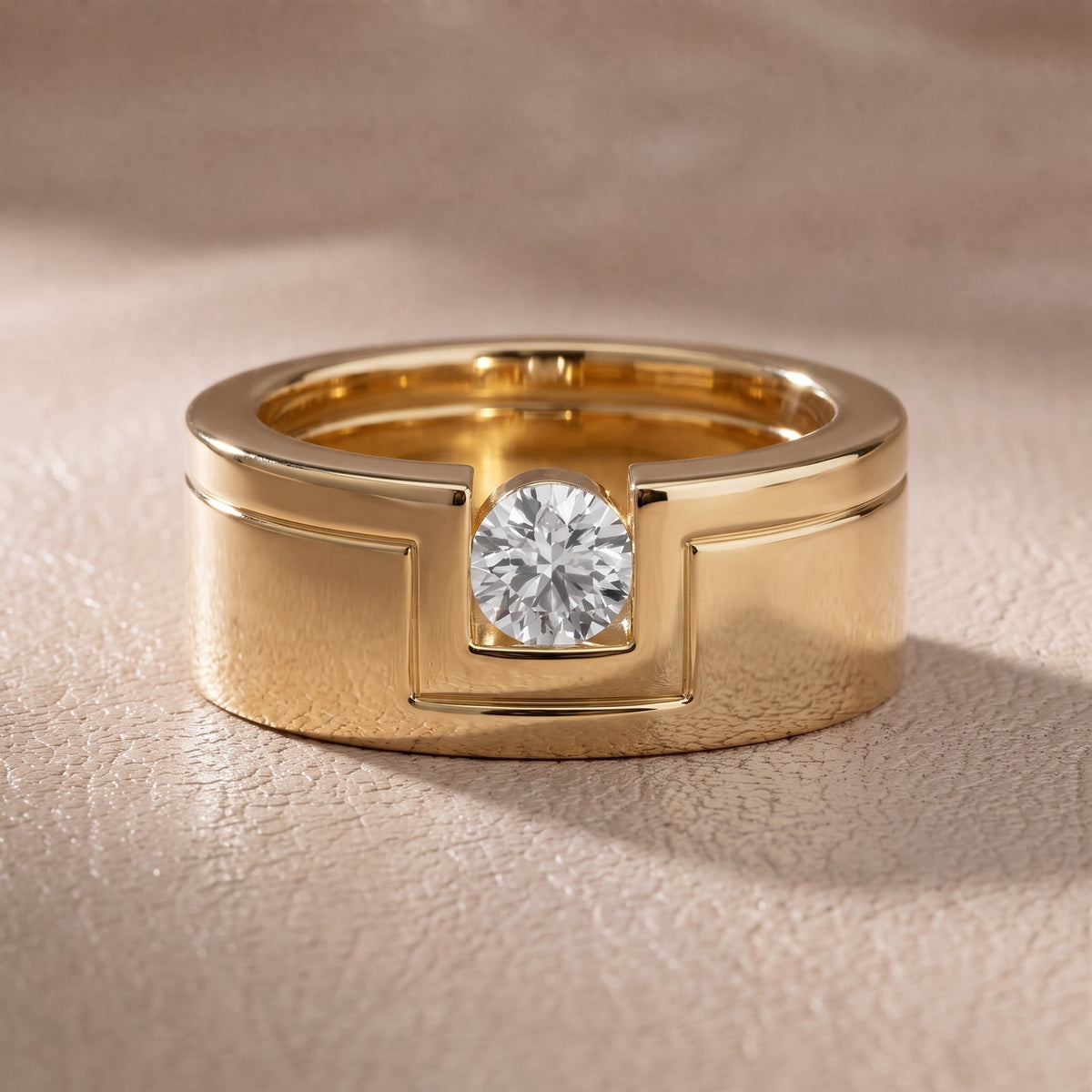 Georgina Bezel Round Diamond Wedding Band in Yellow Gold - front.jpg