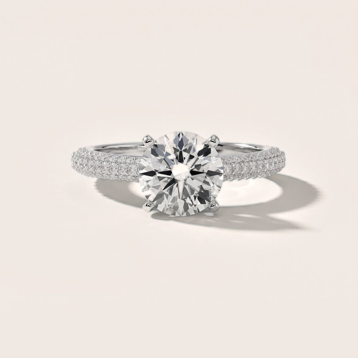 Kaitlin Micropavé Dome Round Diamond Engagement Ring in Silver - front.jpg