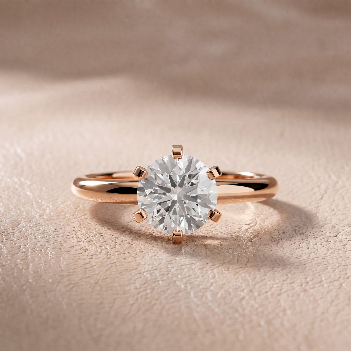 Arabella Six-Prong Solitaire Round Diamond Engagement Ring in Rose Gold - front.jpg