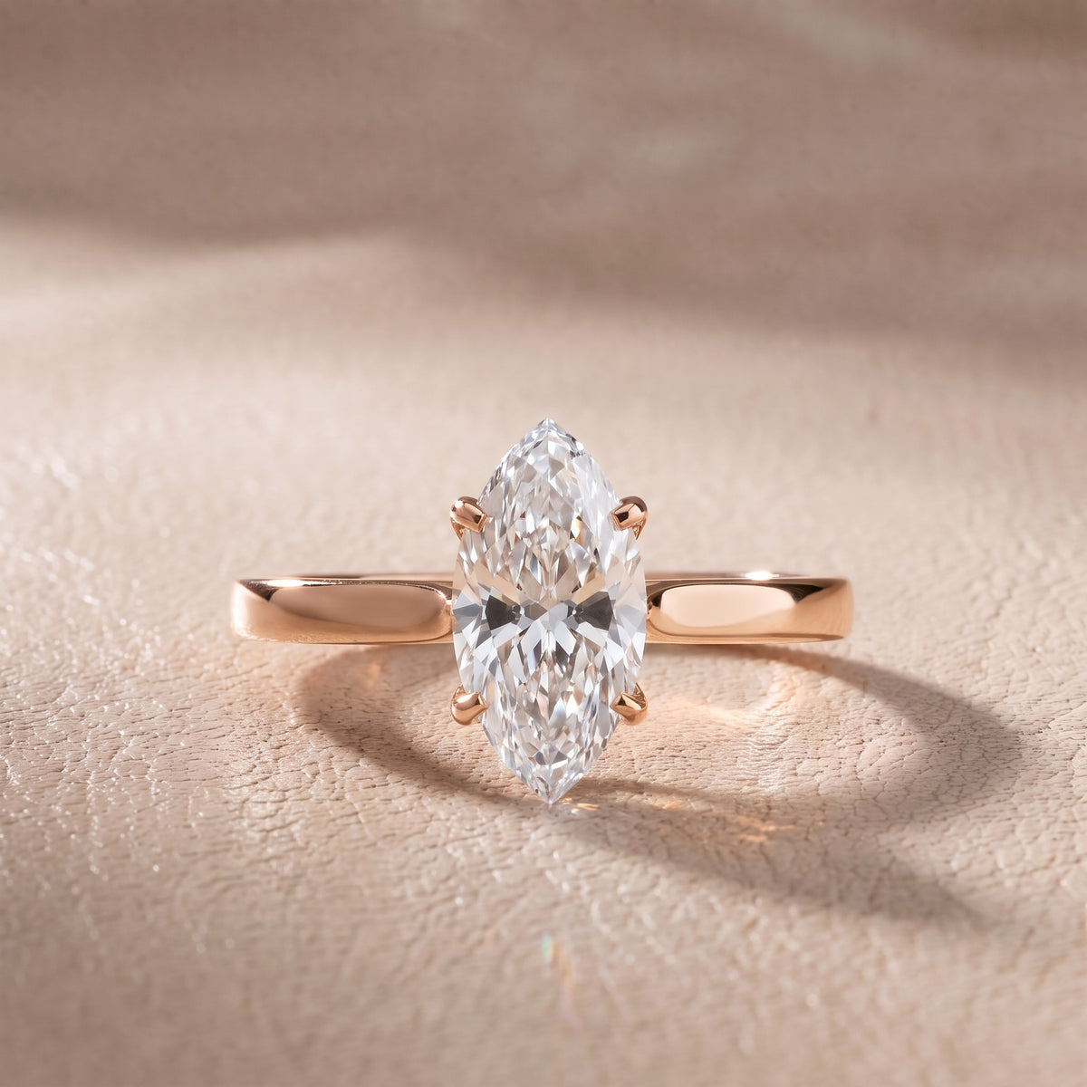 Isabella Bloom Solitaire Marquise Diamond Engagement Ring in Rose Gold - front.jpg