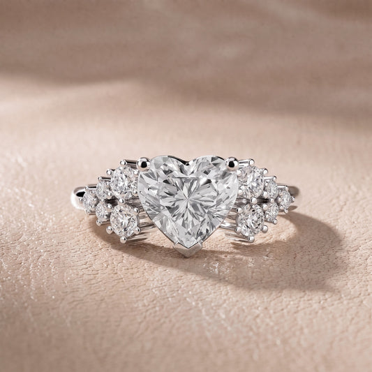 Azalea Cluster Heart Diamond Engagement Ring in Platinum - front.jpg