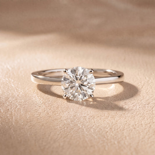 Matilda Cathedral Solitaire Round Diamond Engagement Ring in Platinum - front.jpg