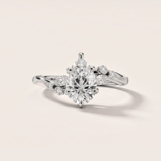 Joanna Milgrain Twist Pear Diamond Engagement Ring in Platinum [studio-20261024]