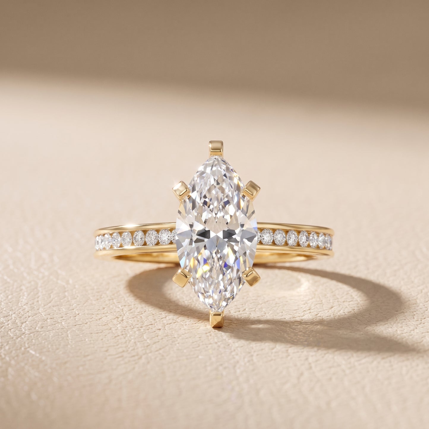 Tessa Solitaire Channel Set Marquise Diamond Engagement Ring in Yellow Gold - front.jpg