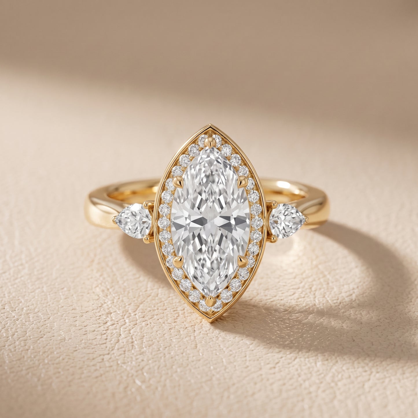 Eliza Halo Sidestone Marquise Diamond Engagement Ring in Yellow Gold - front.jpg