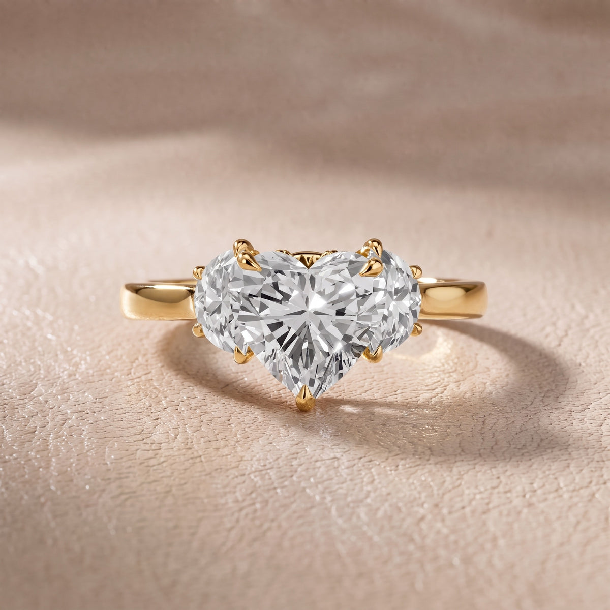 Romy Three-Stone Heart Diamond Engagement Ring in Yellow Gold - front.jpg
