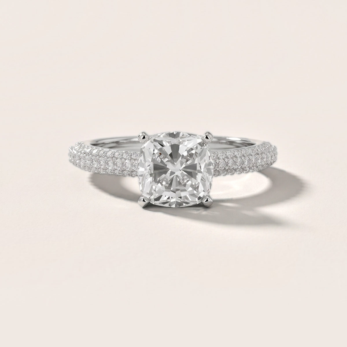 Kaitlin Micropavé Dome Cushion Diamond Engagement Ring in Platinum - front.jpg