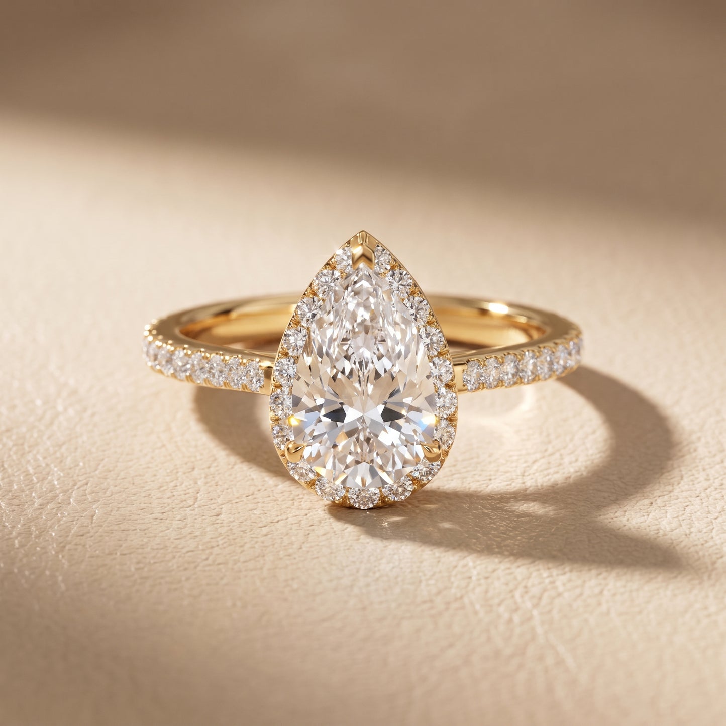 Willa Halo Micropavé Pear Diamond Engagement Ring in Yellow Gold - front.jpg