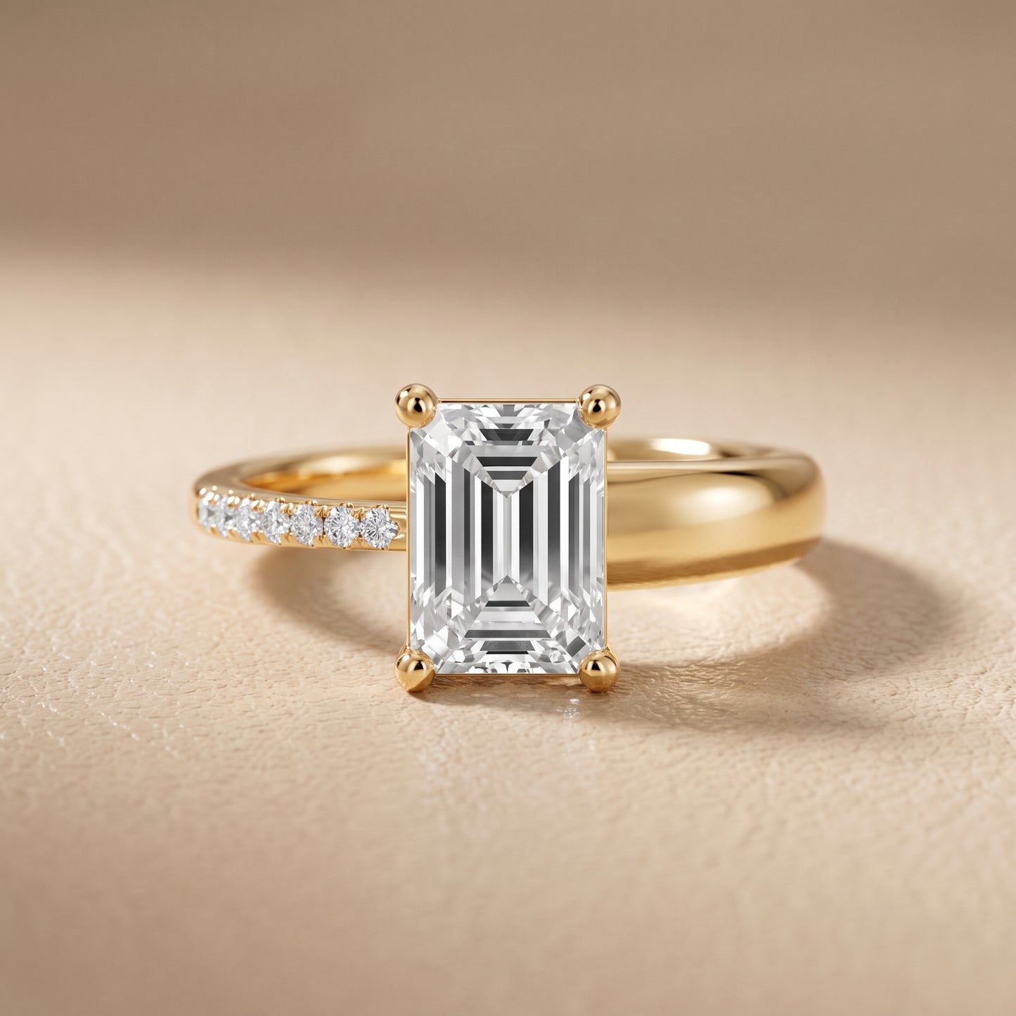 Rosie Solitaire Basket Emerald Diamond Engagement Ring in Yellow Gold - front.jpg