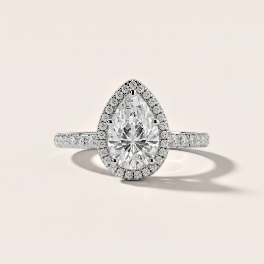 Mabel Halo French Pavé Pear Diamond Engagement Ring in Platinum [studio-20261024]