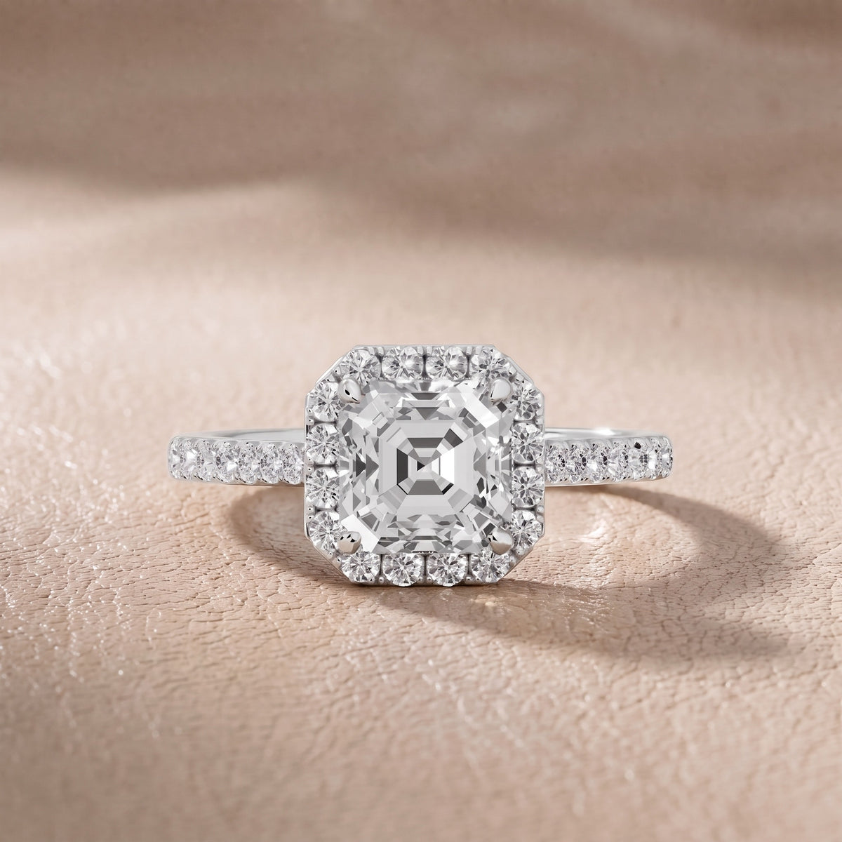Alma Halo Pavé Asscher Diamond Engagement Ring in Platinum - front.jpg