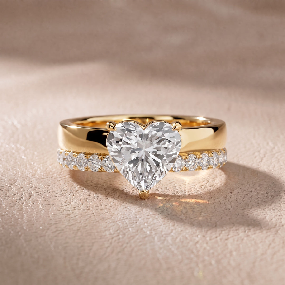 Josephine Split Shank Pavé Heart Diamond Engagement Ring in Yellow Gold - front.jpg