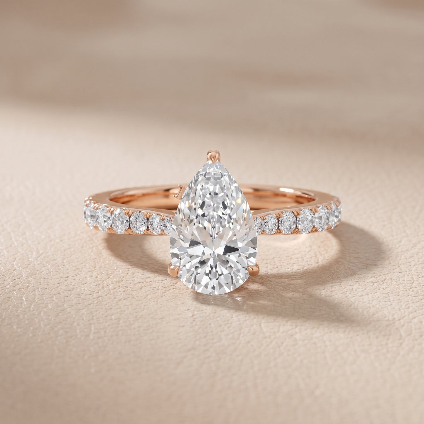 Gia Hidden Halo Pavé Pear Diamond Ring in Rose Gold - front.jpg