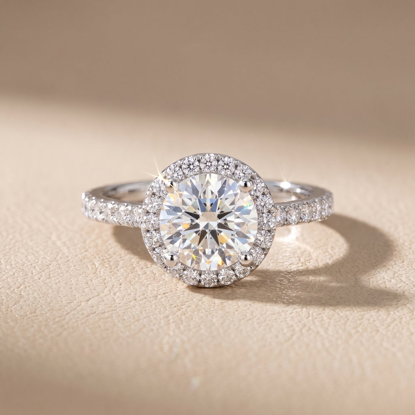 Sophie Halo Pavé Round Diamond Ring in Silver - front.jpg