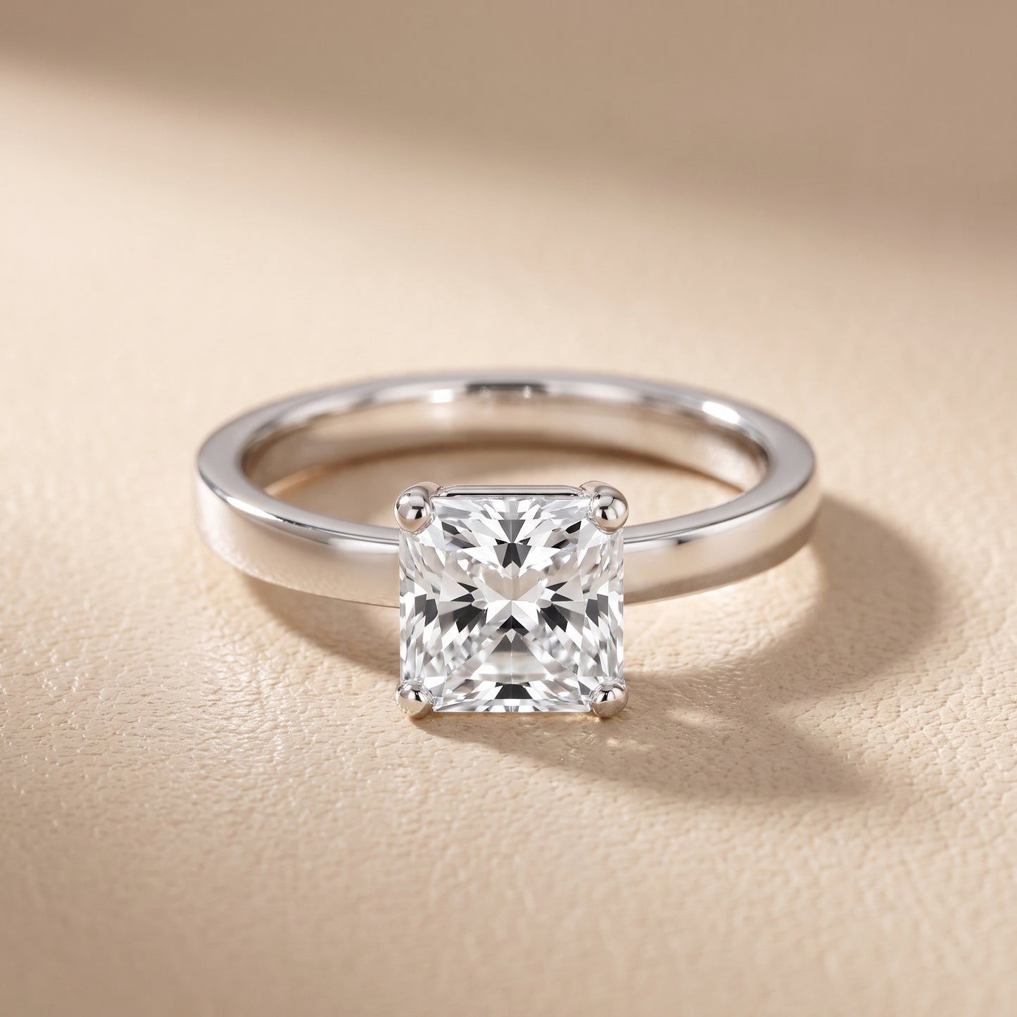 Delia Solitaire Radiant Diamond Engagement Ring in White Gold - front.jpg