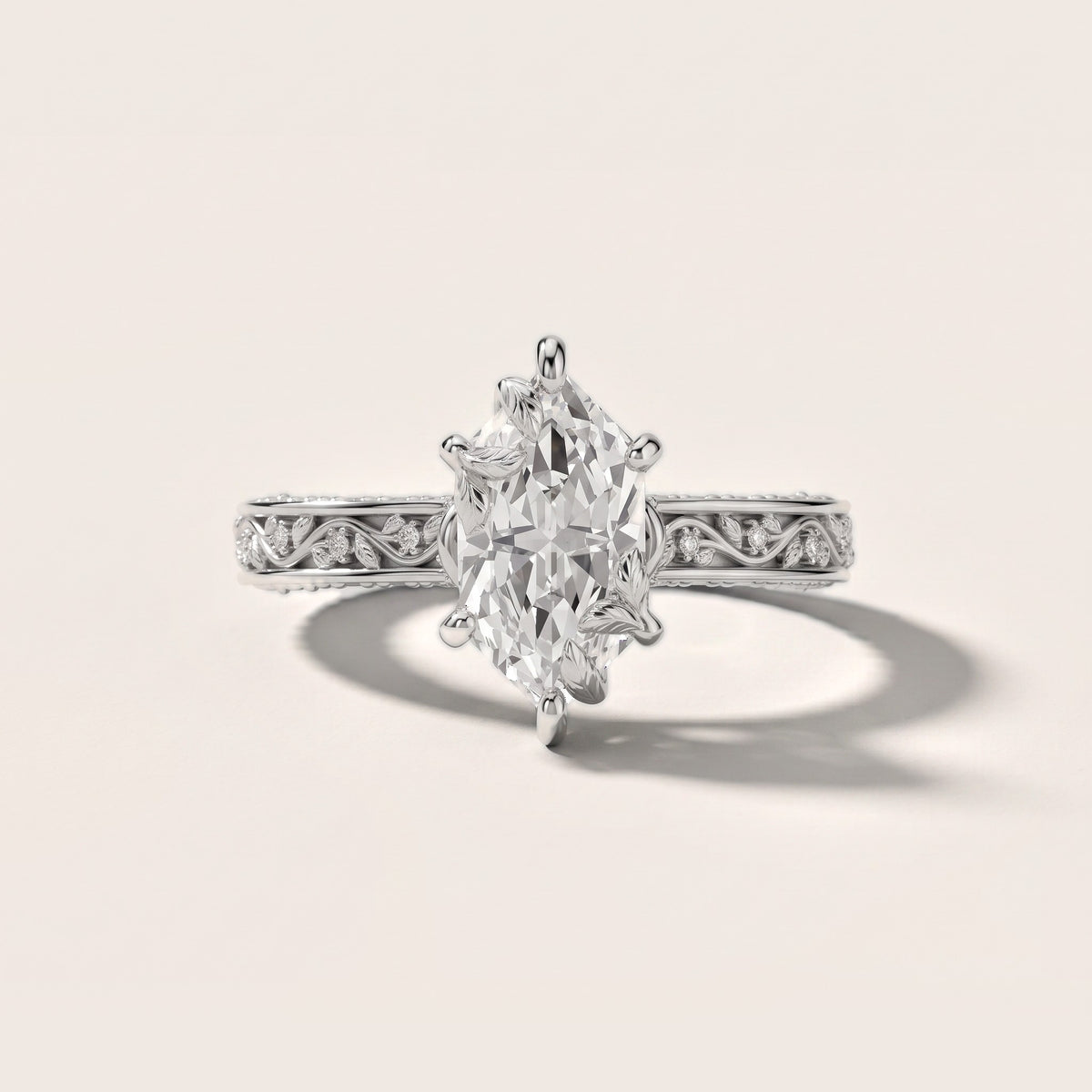Laguna Vintage Vine Dutch Marquise Diamond Engagement Ring in White Gold - front.jpg