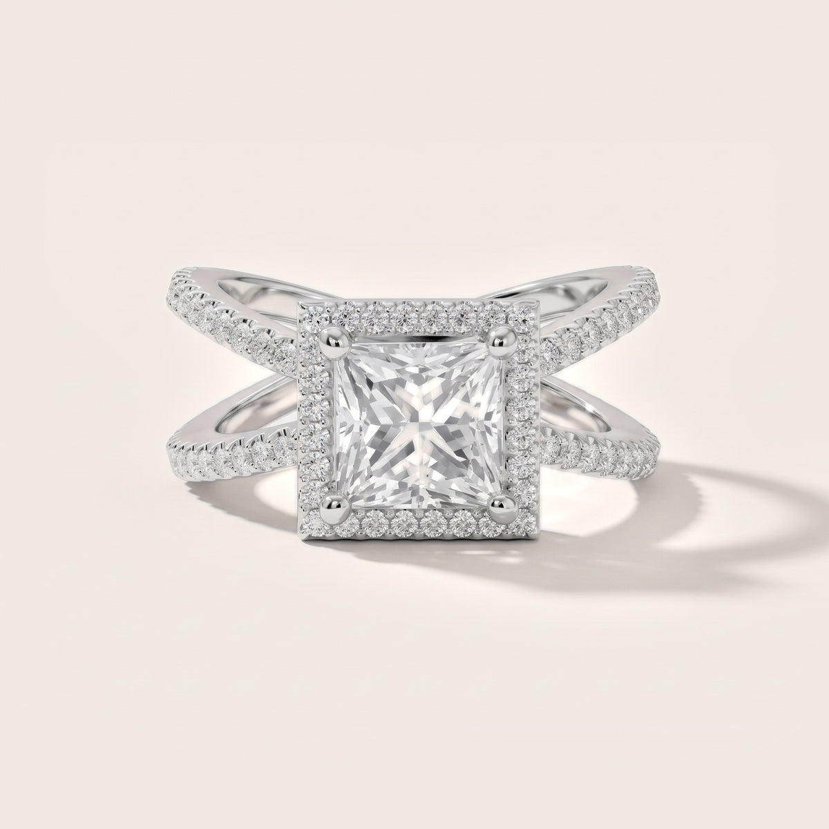 Sparks Crossover Halo Princess Diamond Engagement Ring in White Gold - front.jpg