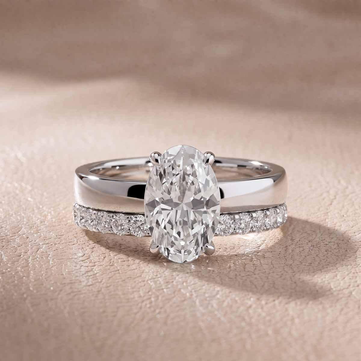 Josephine Split Shank Pavé Oval Diamond Engagement Ring in Silver - front.jpg