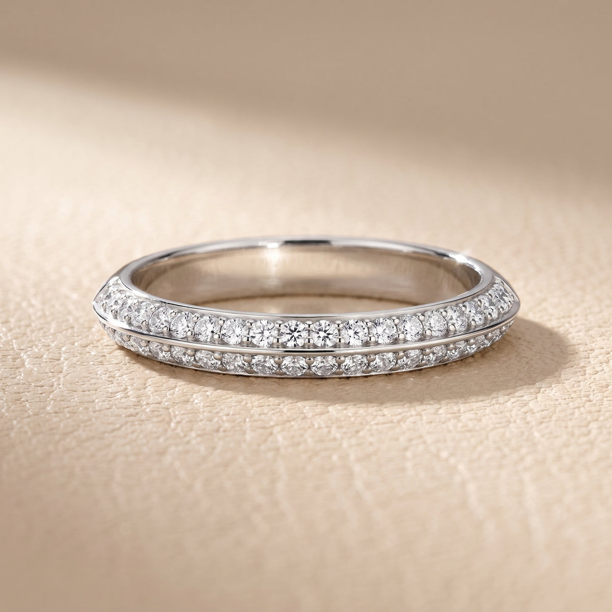 Divya Ridged Dome Round Diamond Half Eternity Band in White Gold - front.jpg
