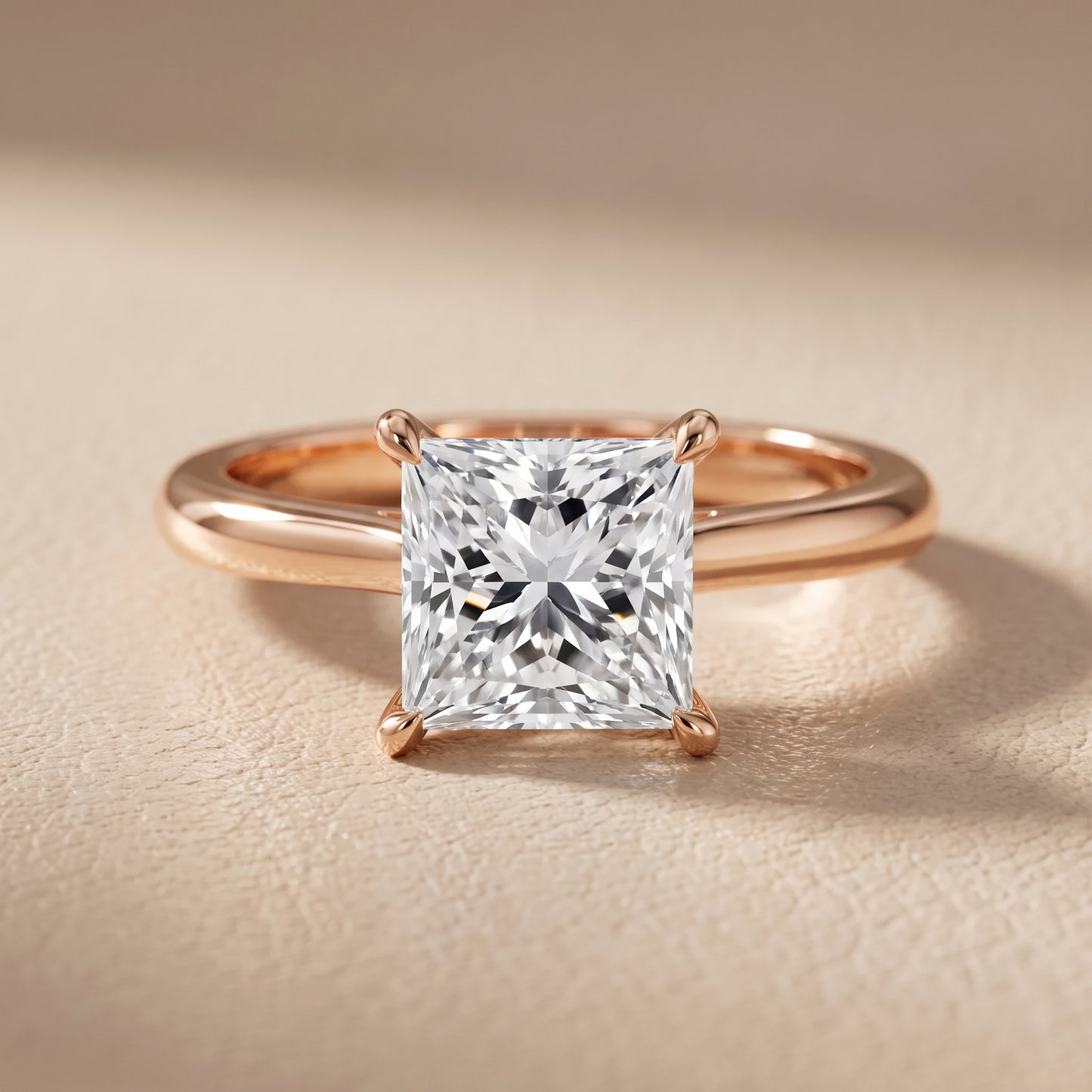 Kalia Knife Edge Solitaire Princess Diamond Engagement Ring in Rose Gold - front.jpg
