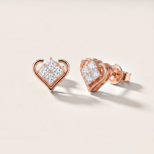 The Juliet Cluster Princess Diamond Earrings in Rose Gold [studio-20261024]