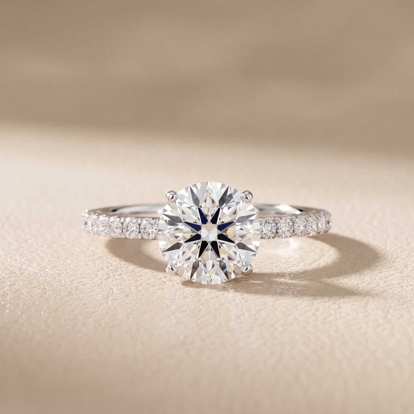 Juna French Pavé Solitaire Round Diamond Engagement Ring in Silver - front.jpg