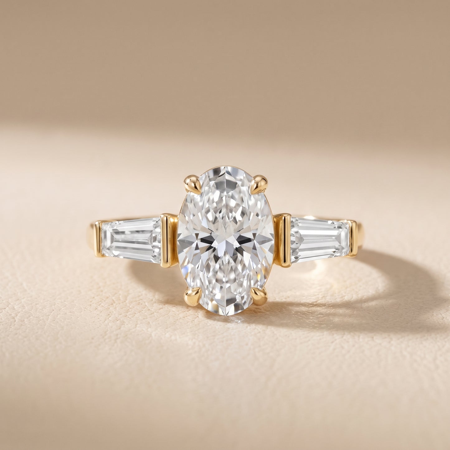 Layla Tapered Baguette Oval Diamond Ring in Yellow Gold - front.jpg