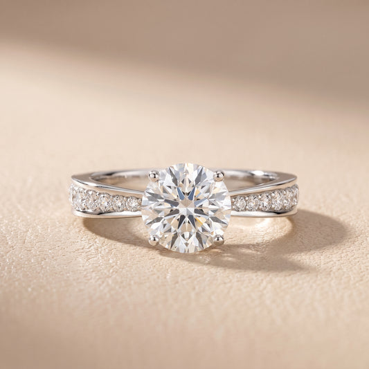 Rhea Sidestone Pavé Round Diamond Engagement Ring in White Gold - front.jpg