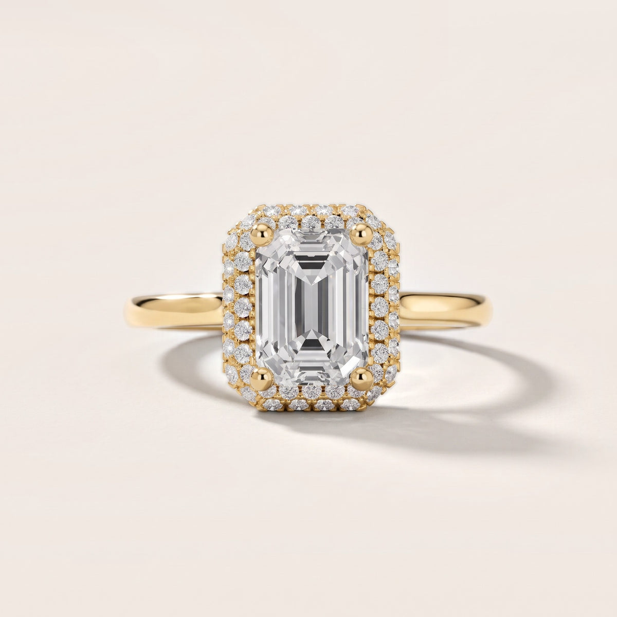 Destin Halo Micropavé Emerald Diamond Engagement Ring in Yellow Gold - front.jpg