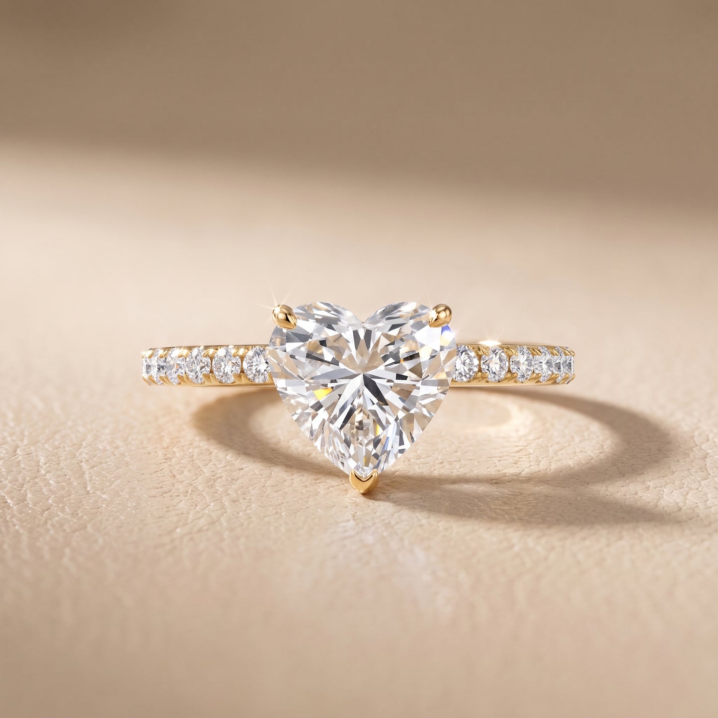 Juna French Pavé Solitaire Heart Diamond Engagement Ring in Yellow Gold - front.jpg