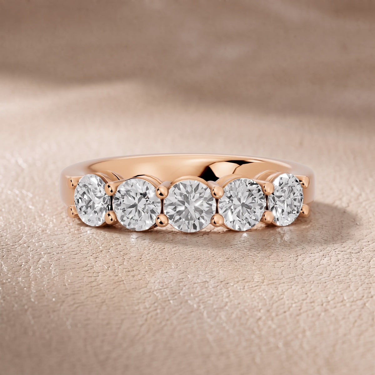 Cecilia Shared Prong Round Diamond Wedding Band in Rose Gold - front.jpg