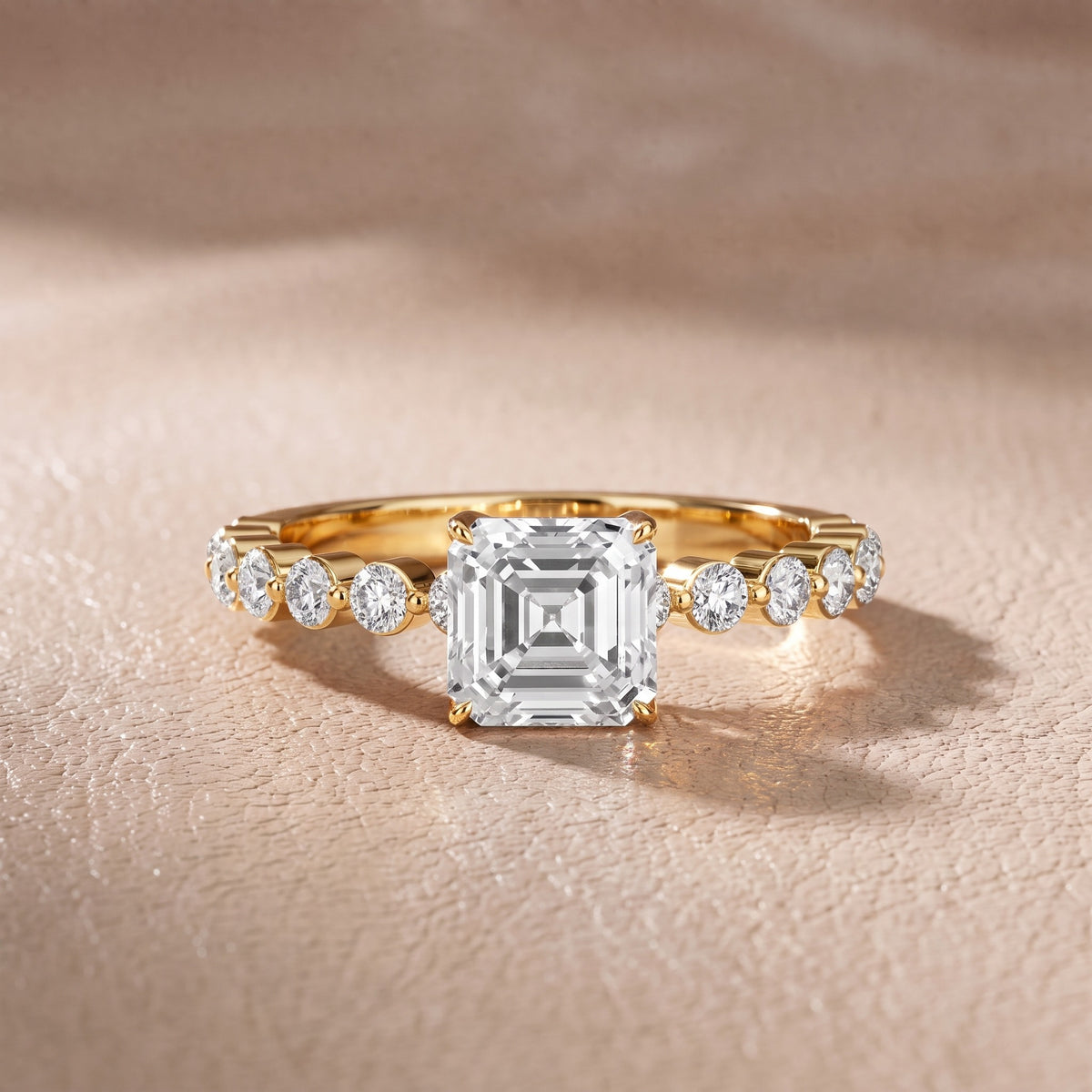 Eleanor Majesty Side Stone Cushion Diamond Engagement Ring in Yellow Gold - front.jpg
