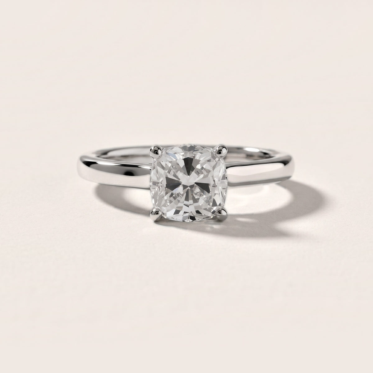 Emeline Solitaire Cathedral Cushion Diamond Engagement Ring in Silver - front.jpg