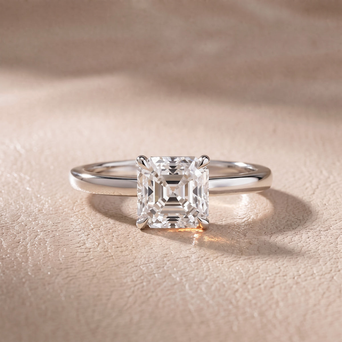 Nadia Petite Solitaire Asscher Diamond Engagement Ring in White Gold - front.jpg