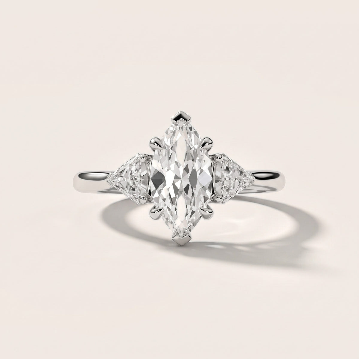 Clemency Three-Stone Cathedral Marquise Diamond Engagement Ring in Silver - front.jpg