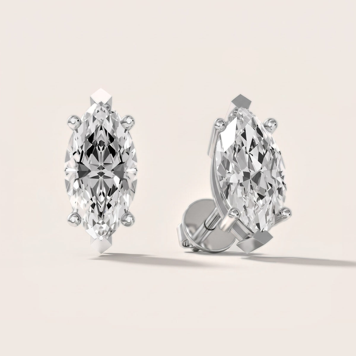 Four Prong Marquise Diamond Stud Earrings in White Gold [studio-20261024]