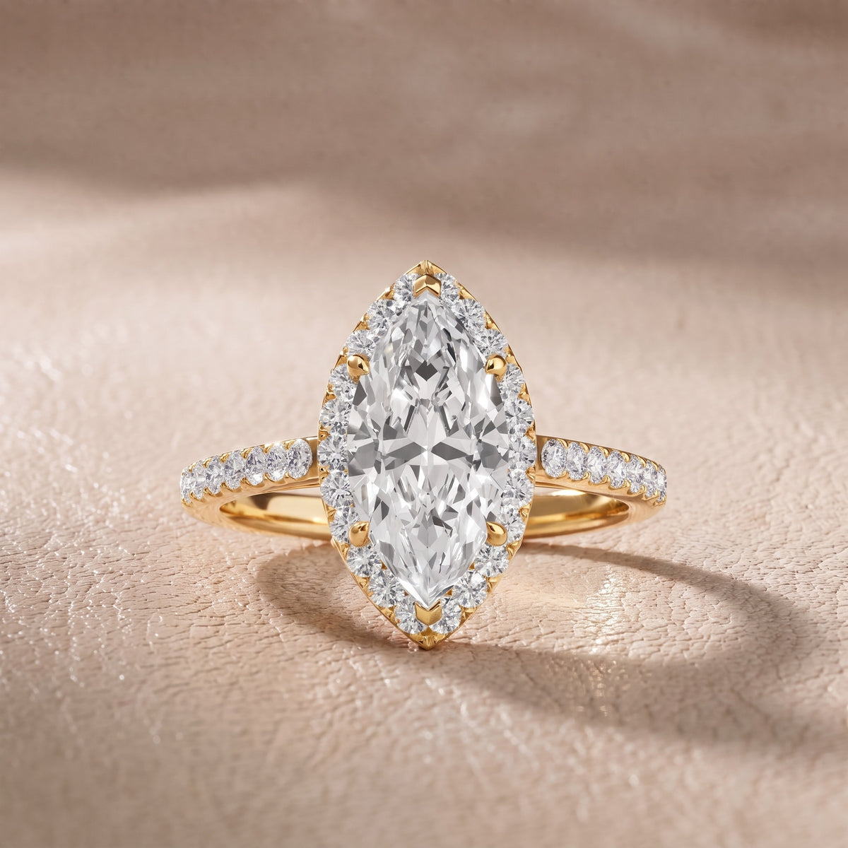 Alma Halo Pavé Marquise Diamond Engagement Ring in Yellow Gold - front.jpg