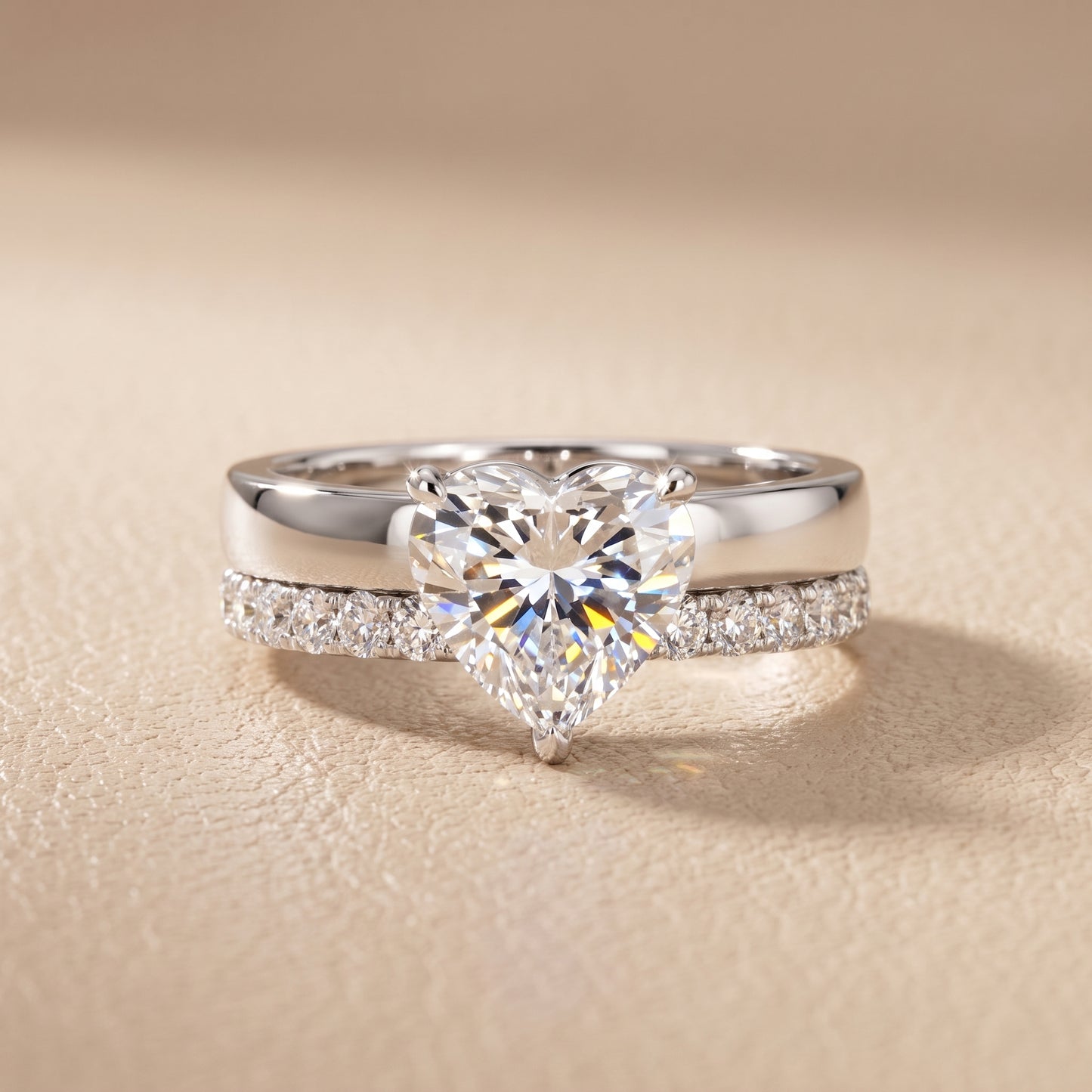 Veda Split Shank Pavé Heart Diamond Engagement Ring in Platinum - front.jpg