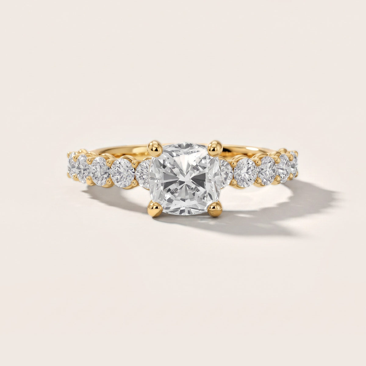 Sterling Statement Pavé Cushion Diamond Engagement Ring in Yellow Gold - front.jpg