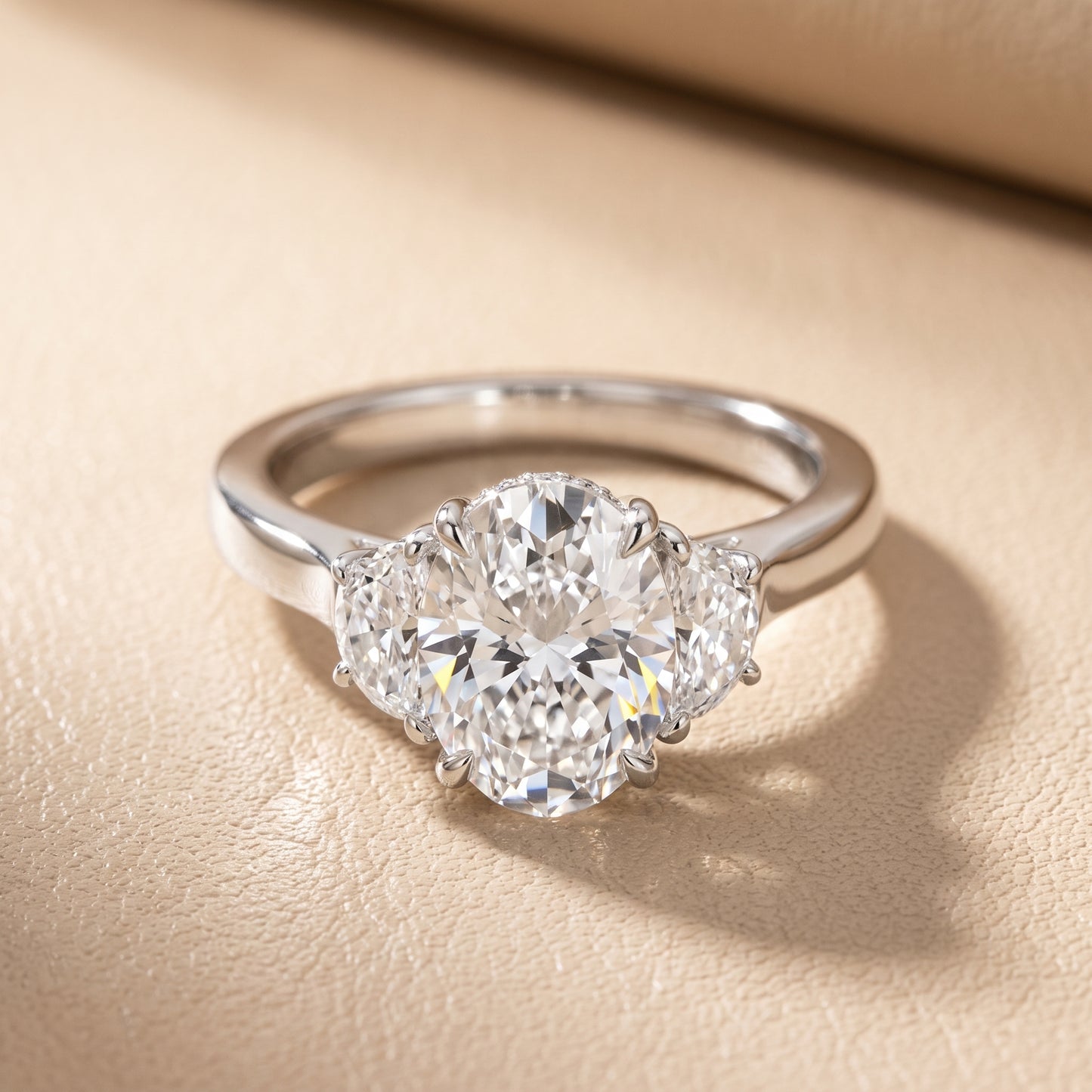 Romy Three-Stone Oval Diamond Engagement Ring in Silver - front.jpg