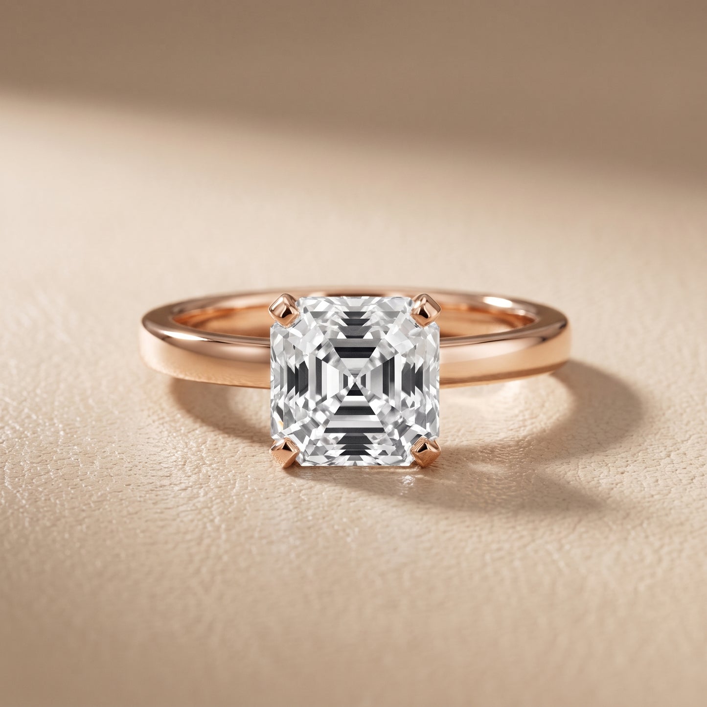 Liana Solitaire Claw Prong Asscher Diamond Engagement Ring in Rose Gold - front.jpg