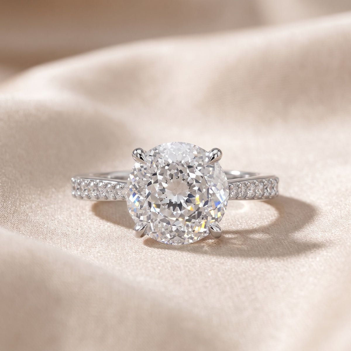 Skylar Twist Pavé Portuguese Cut Round Diamond Engagement Ring in Platinum - front.jpg