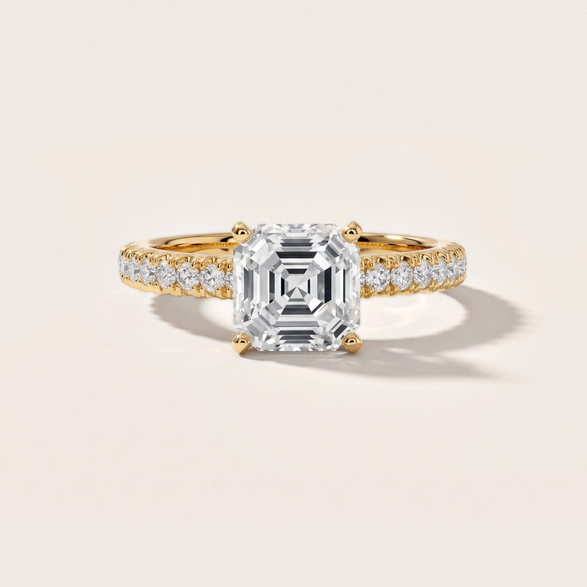 Iona French Pavé Asscher Diamond Engagement Ring in Yellow Gold - front.jpg