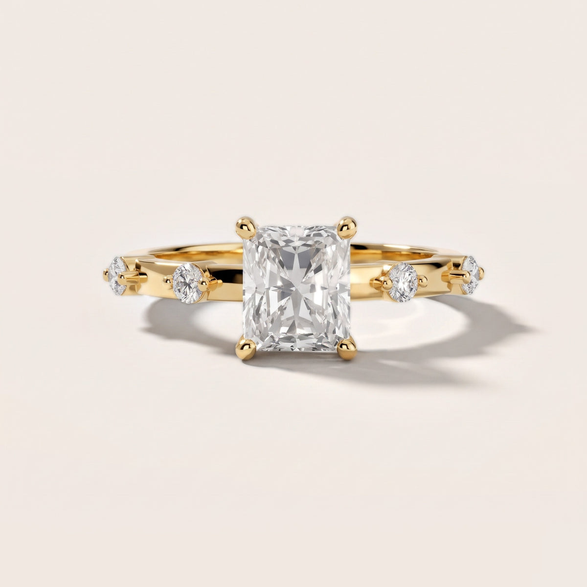 Elena Radiance Radiant Diamond Engagement Ring in Yellow Gold