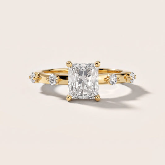 Elena Radiance Radiant Diamond Engagement Ring in Yellow Gold