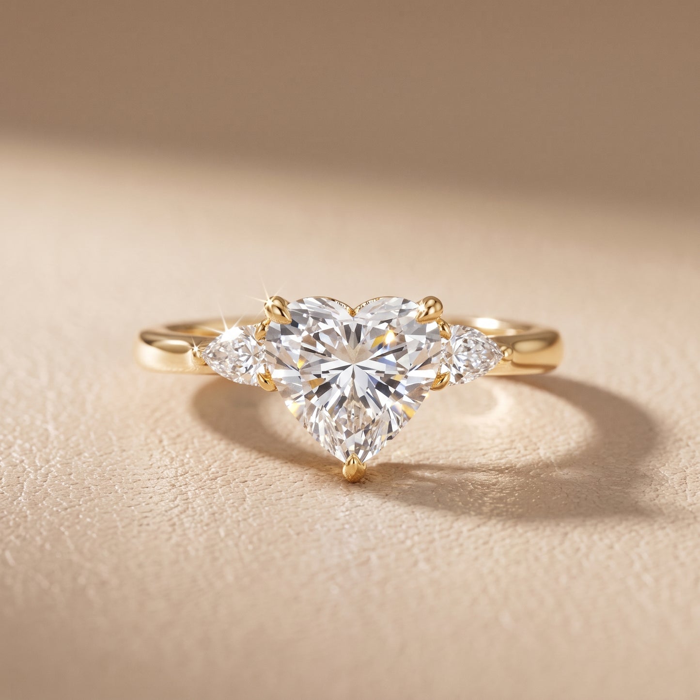 Leila Three-Stone Heart Diamond Engagement Ring in Yellow Gold - front.jpg