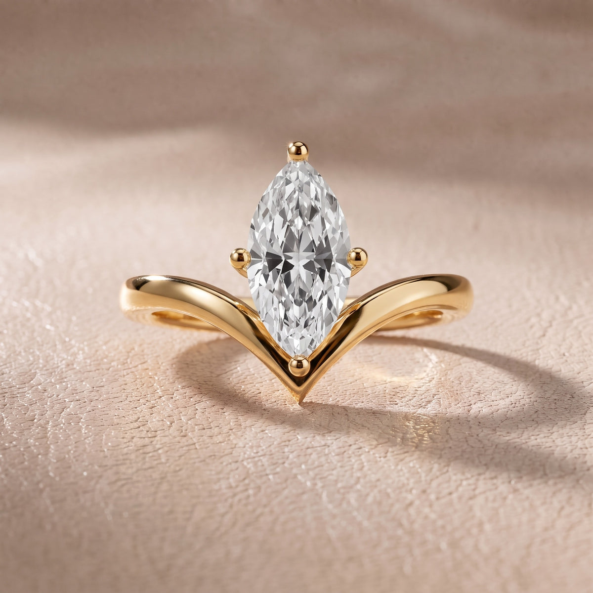 Evelyn Chevron Solitaire Marquise Diamond Engagement Ring in Yellow Gold - front.jpg