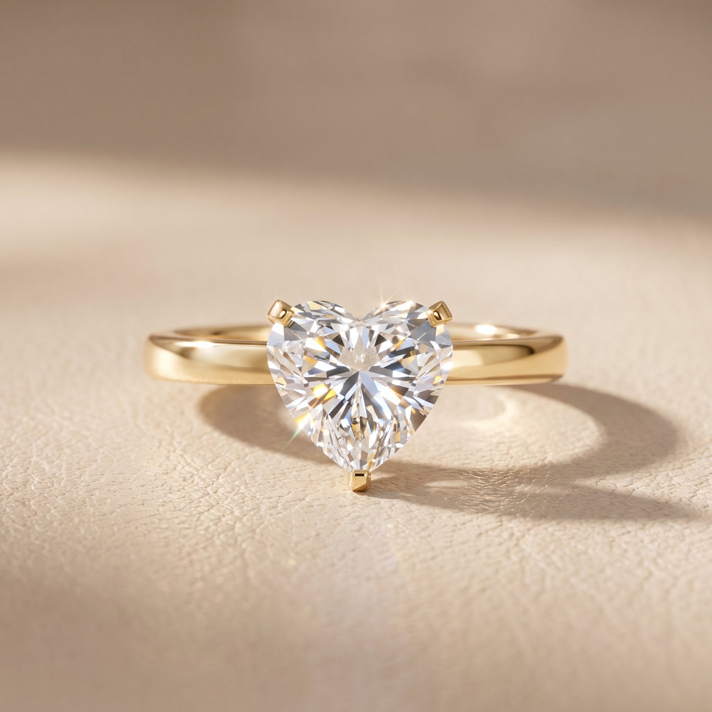 Liana Solitaire Claw Prong Heart Diamond Engagement Ring in Yellow Gold - front.jpg