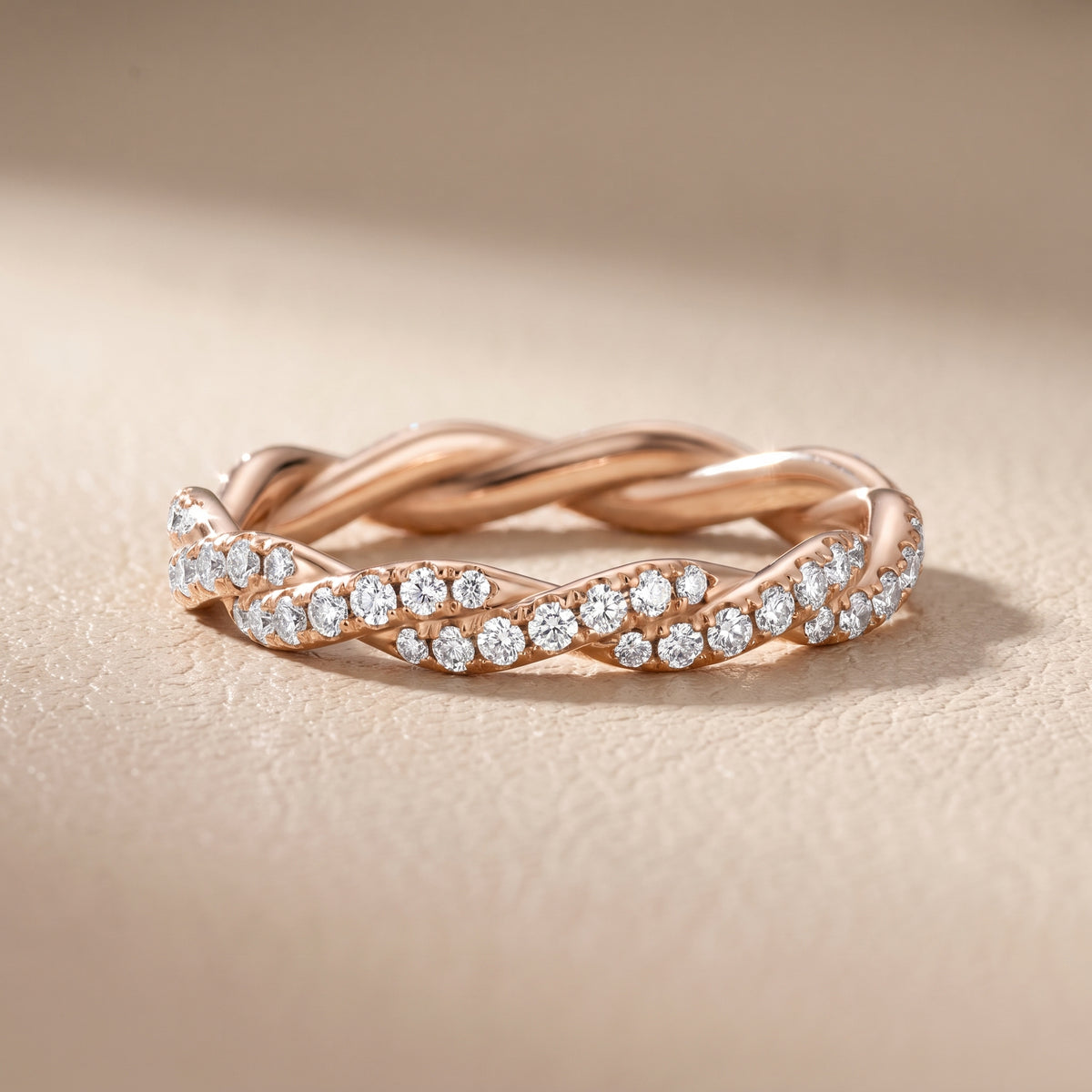Everly Micropavé Twist Round Diamond Eternity Band in Rose Gold - front.jpg