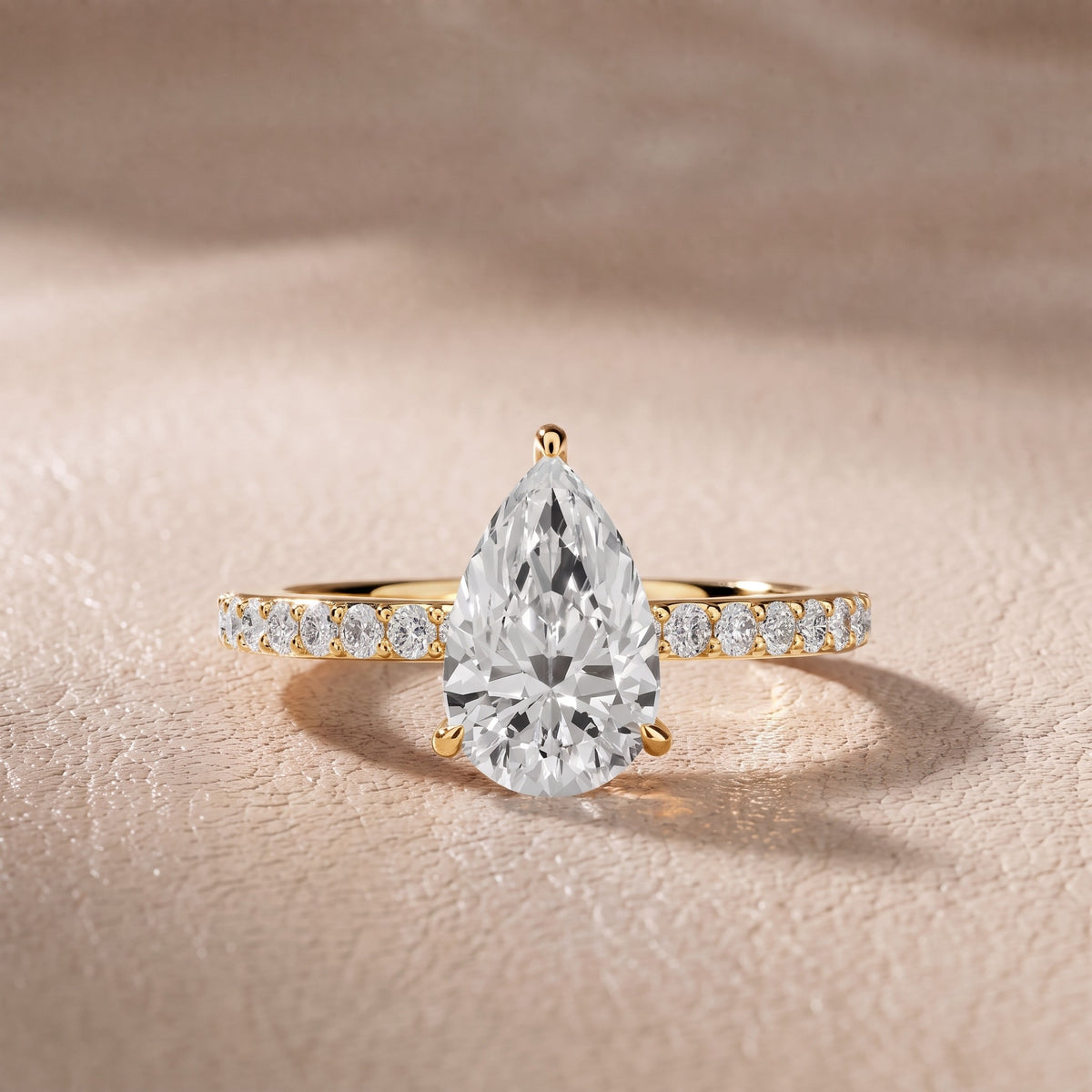 Annabel Pavé Solitaire Pear Diamond Engagement Ring in Yellow Gold - front.jpg